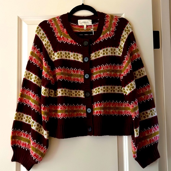 THE GREAT. Sweaters - The Great Pink “The Loom” Cardigan size 2 US8-10 NWT Retails $375